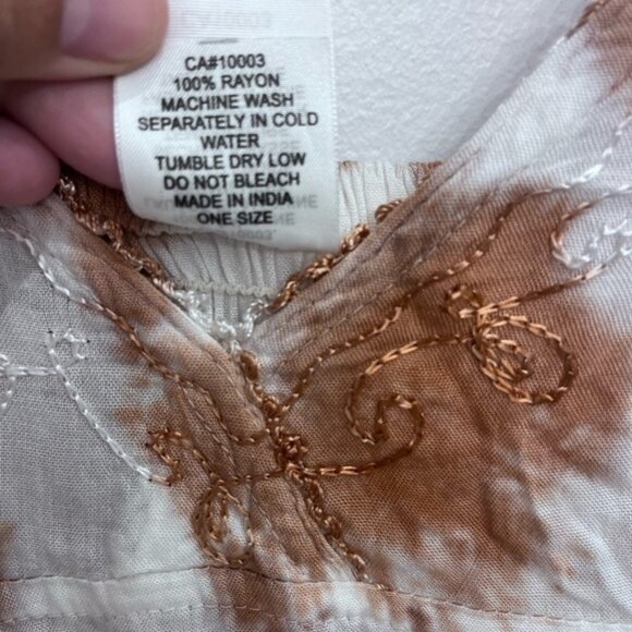 BOHO cotton dress with belted yellow and brown - Picture 4 of 13